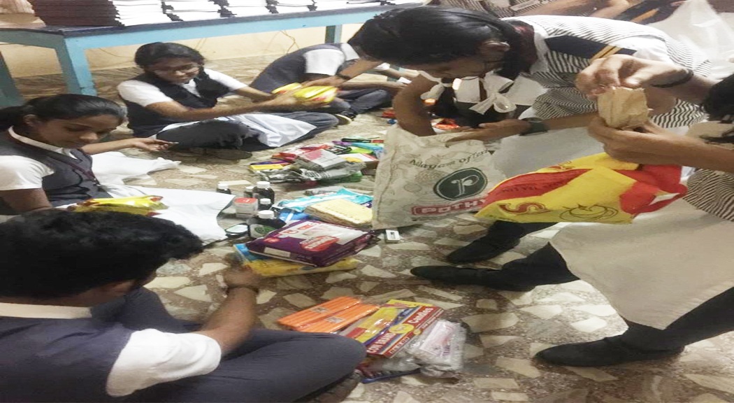 Saraswathi Vidyalaya under the aegis of Trivandrum District Administration, collected relief materials to be distributed to the flood affected in Assa